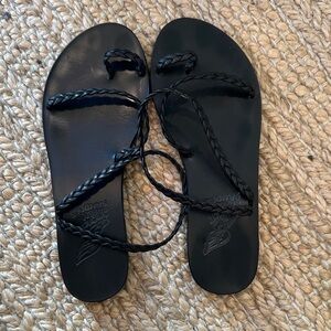 Ancient Greek Black Leather Sandals size 37